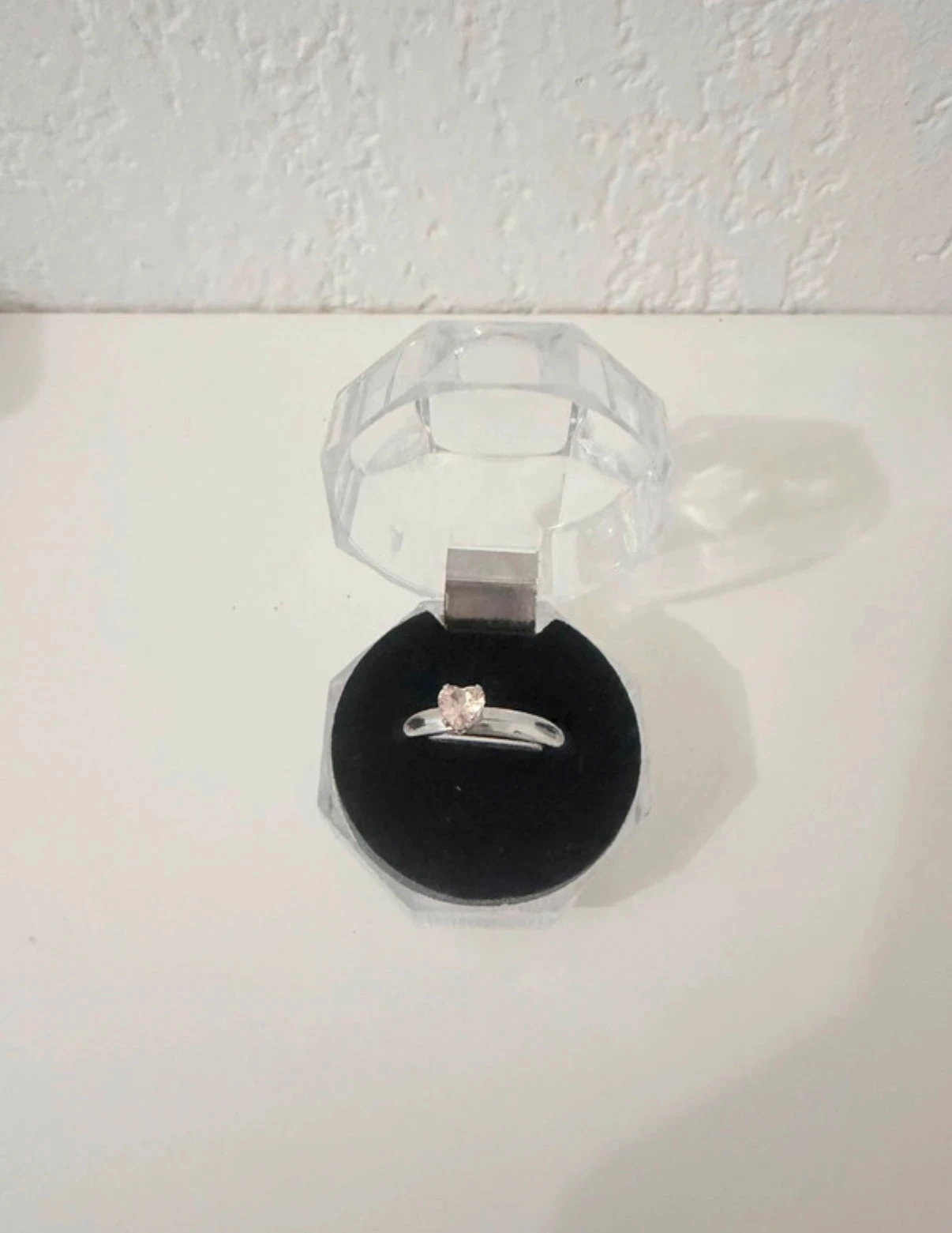 Solitaire hartvormige ring lichtoranje roestvrijstaal zilver - maat 50 (16mm) - doos inbegrepen – photo 2